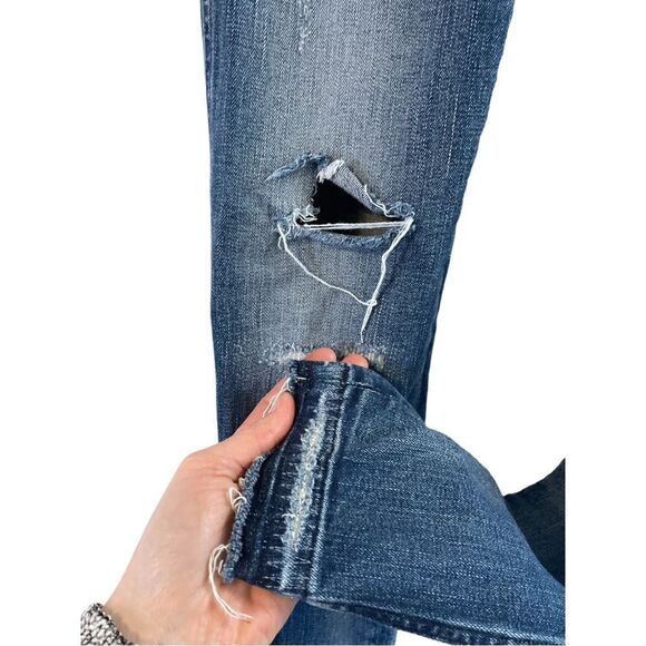 Madewell 9" Mid-Rise Skinny Jeans in York Wash: Rip and Repair Edition, Size 25 - Picture 7 of 12